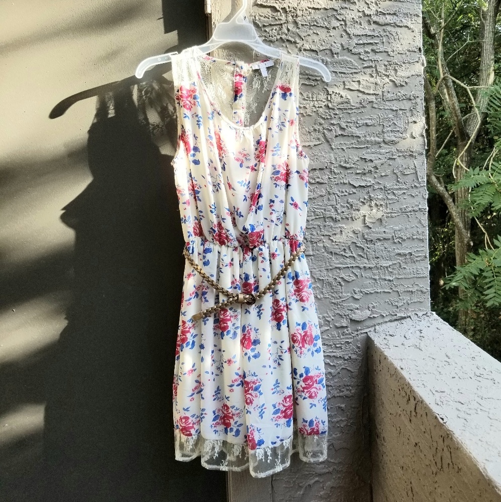 dELiA*s Floral White and Pink Dress